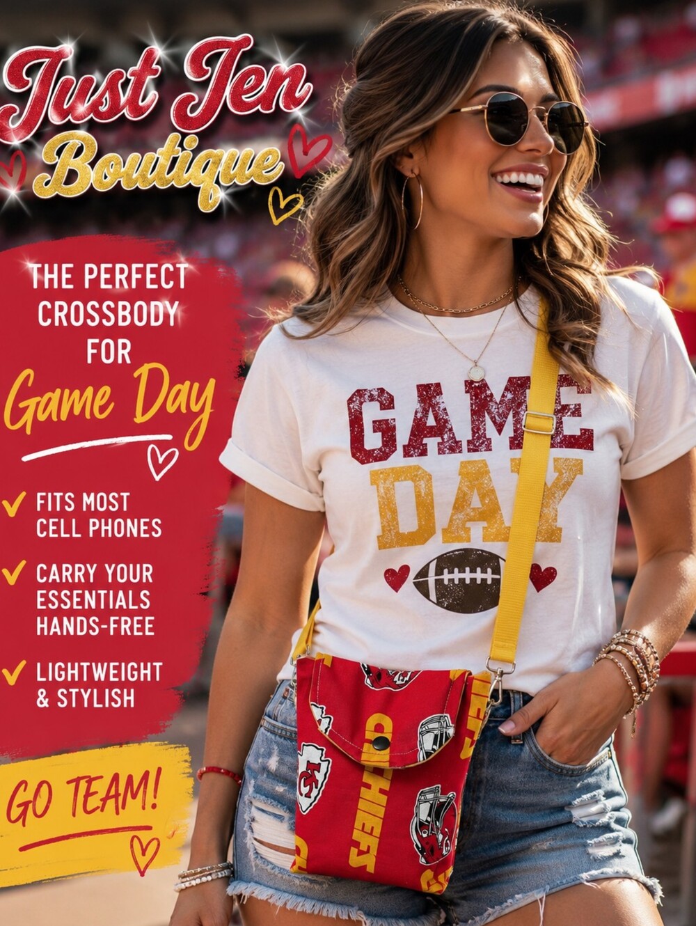 Kansas City Chiefs Game Day Red Crossbody Cell Phone Bag